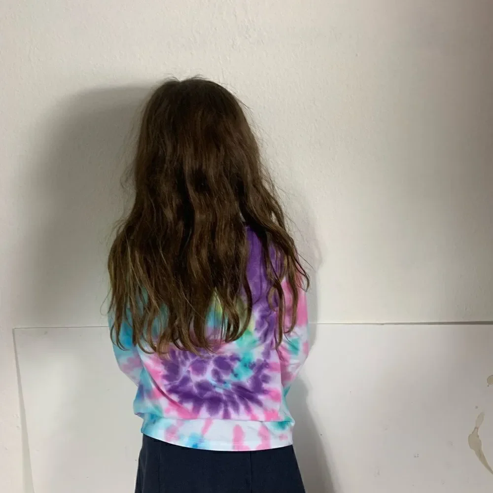 Children’s Handmade Tie Dye Spiral Hippie Boho Woodstock Long Sleeve T Size 7-8